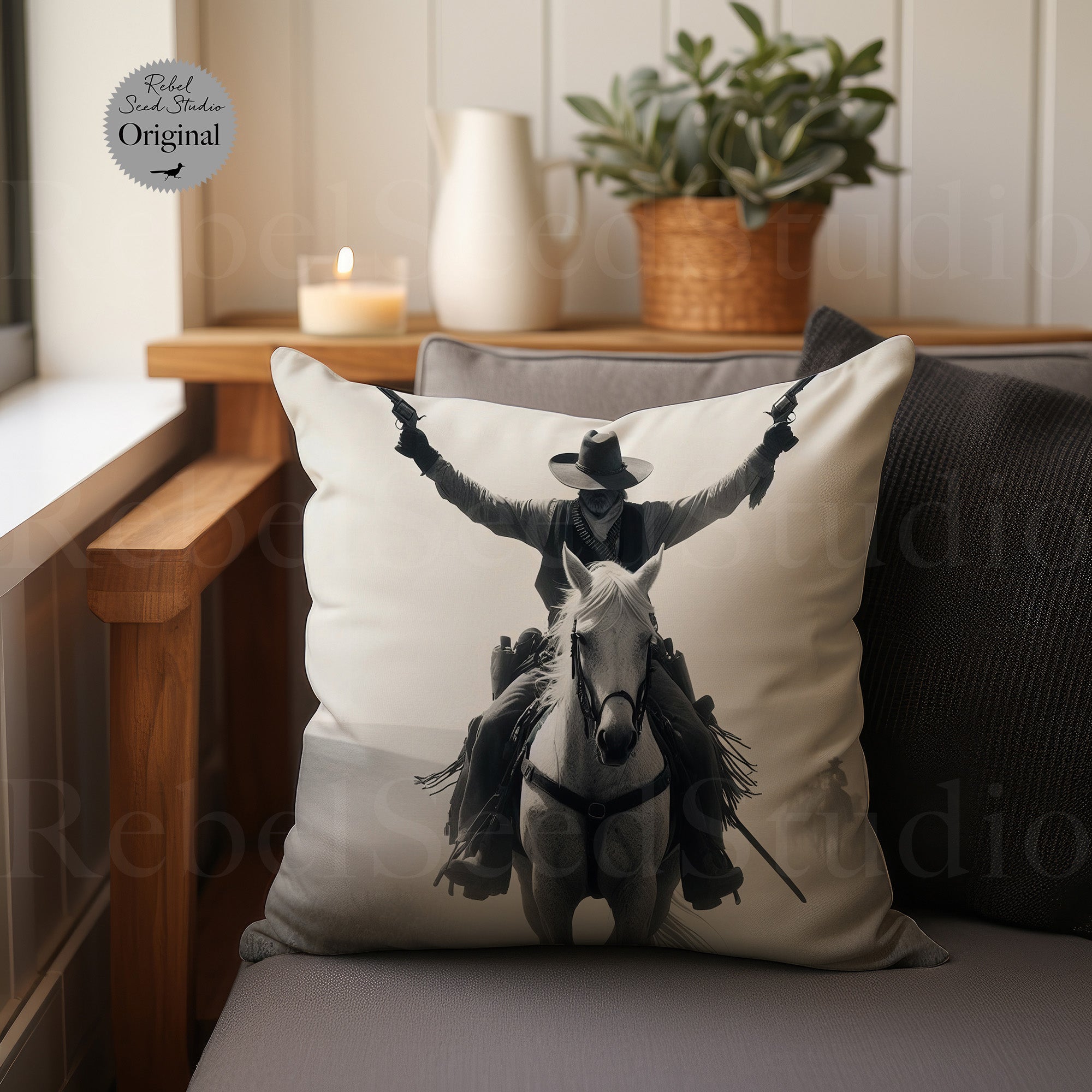 Gunslinger - Art Pillow (Throw Pillow)