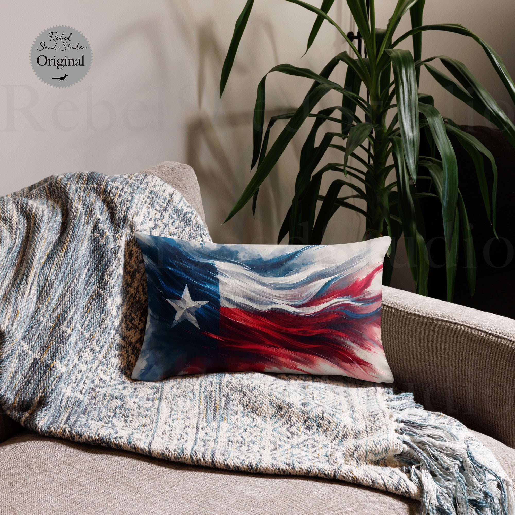Texas Flag Watercolor - Art Pillow (Throw Pillow)