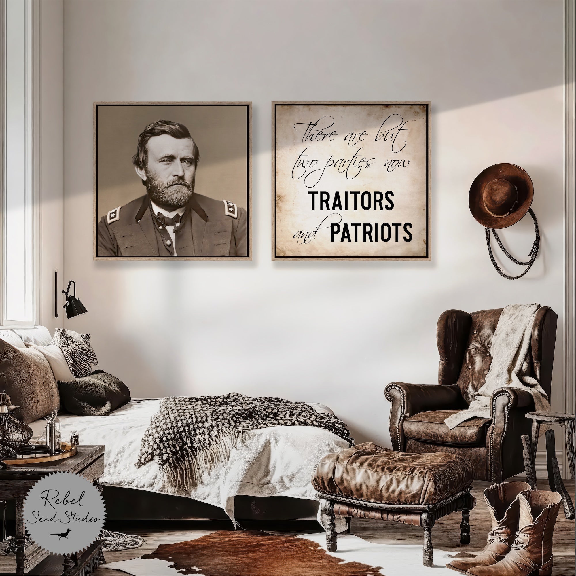 Ulysses S. Grant Vintage Photograph | Civil War Quote: There Are But Two Parties Now, Traitors & Patriots (Art Print Bundle)