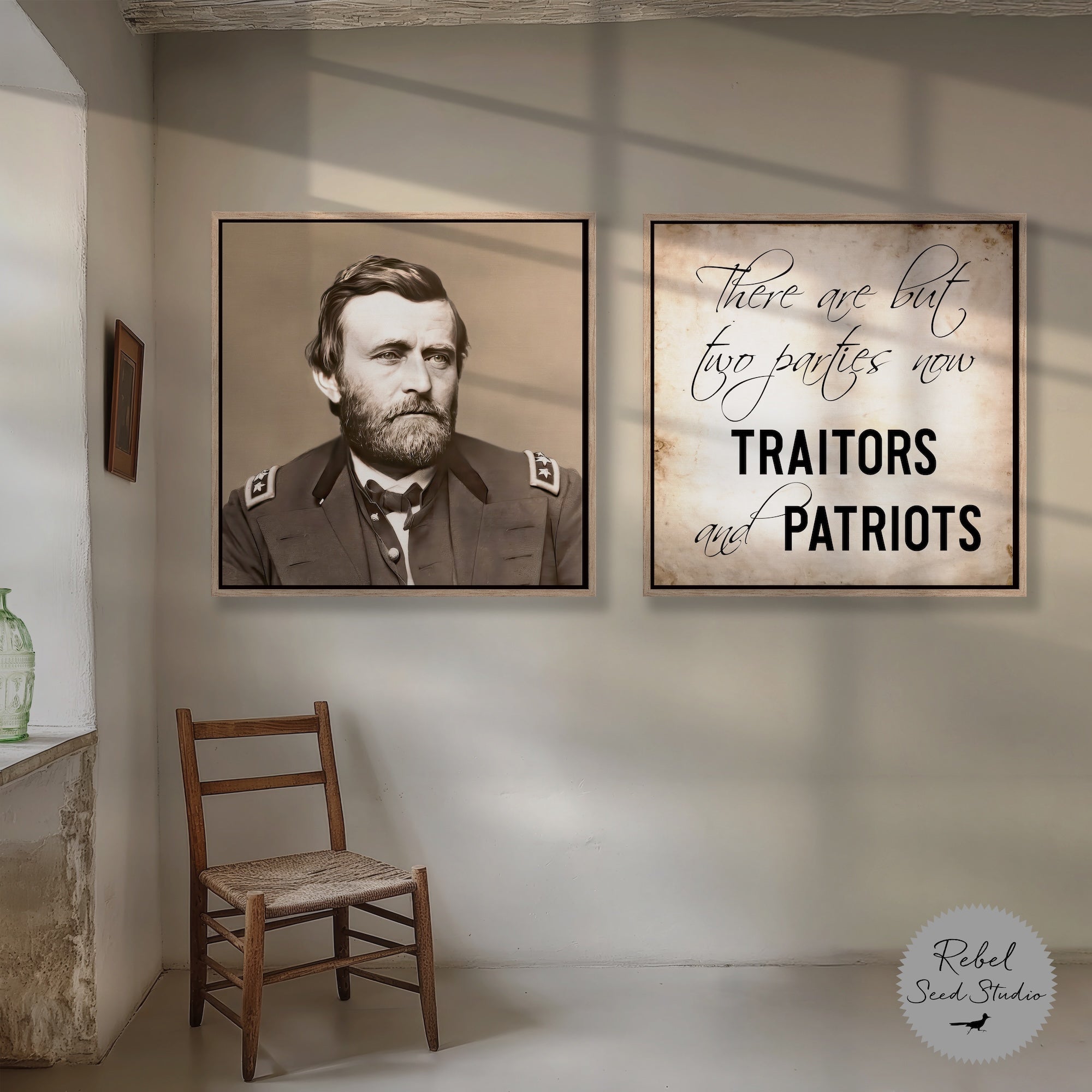 Ulysses S. Grant Vintage Photograph | Civil War Quote: There Are But Two Parties Now, Traitors & Patriots (Art Print Bundle)