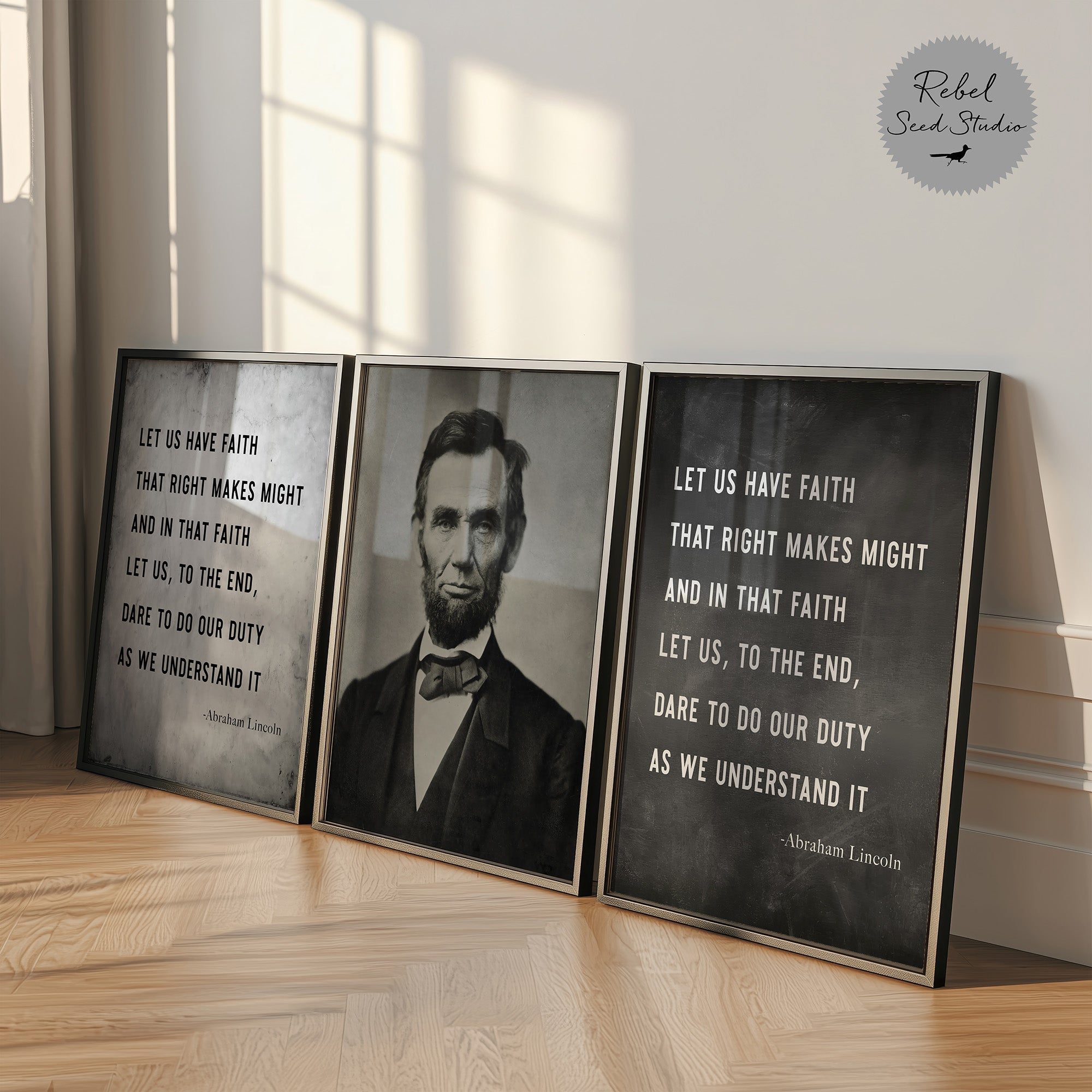 Abraham Lincoln | Right Makes Might Quote (Art Print Bundle)