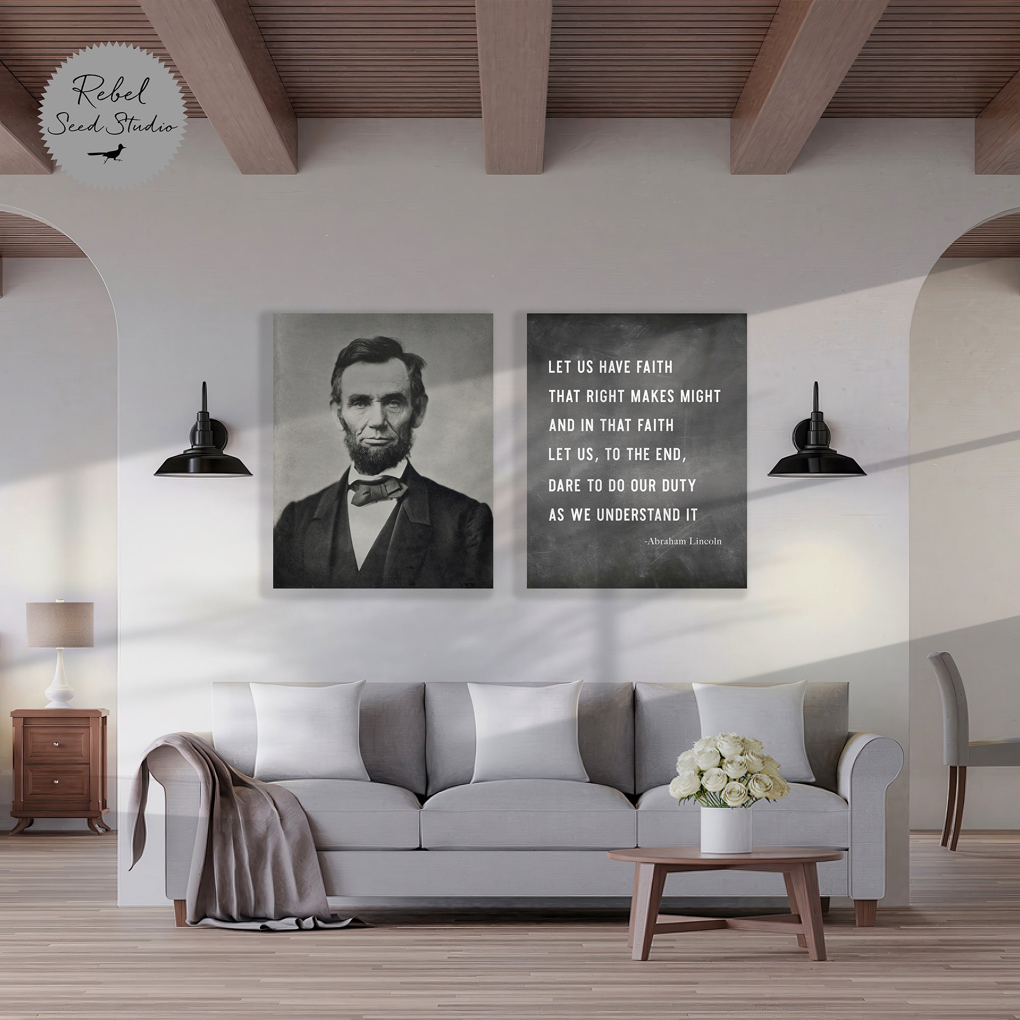 Abraham Lincoln | Right Makes Might Quote (Art Print Bundle)