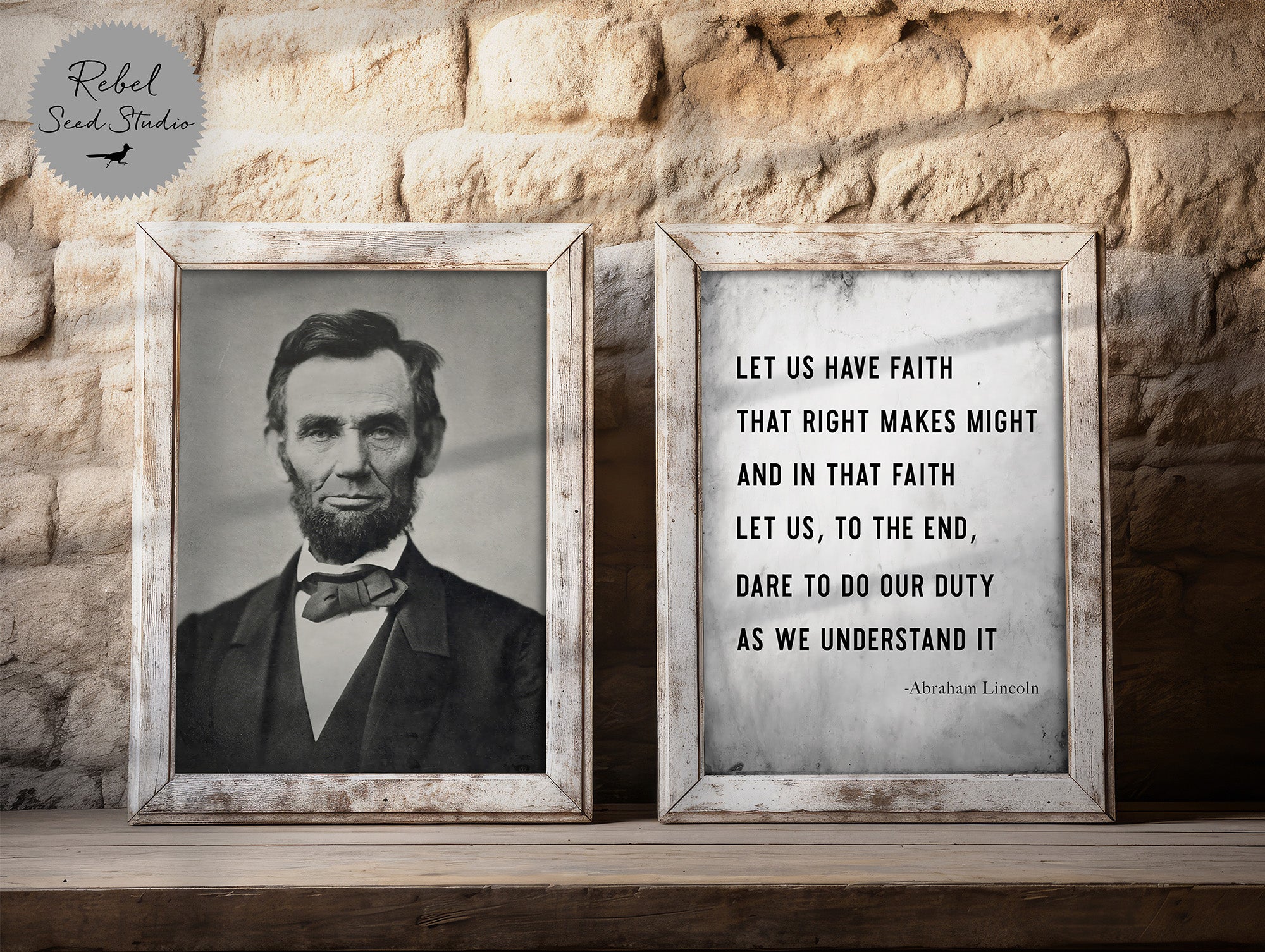 Abraham Lincoln | Right Makes Might Quote (Art Print Bundle)