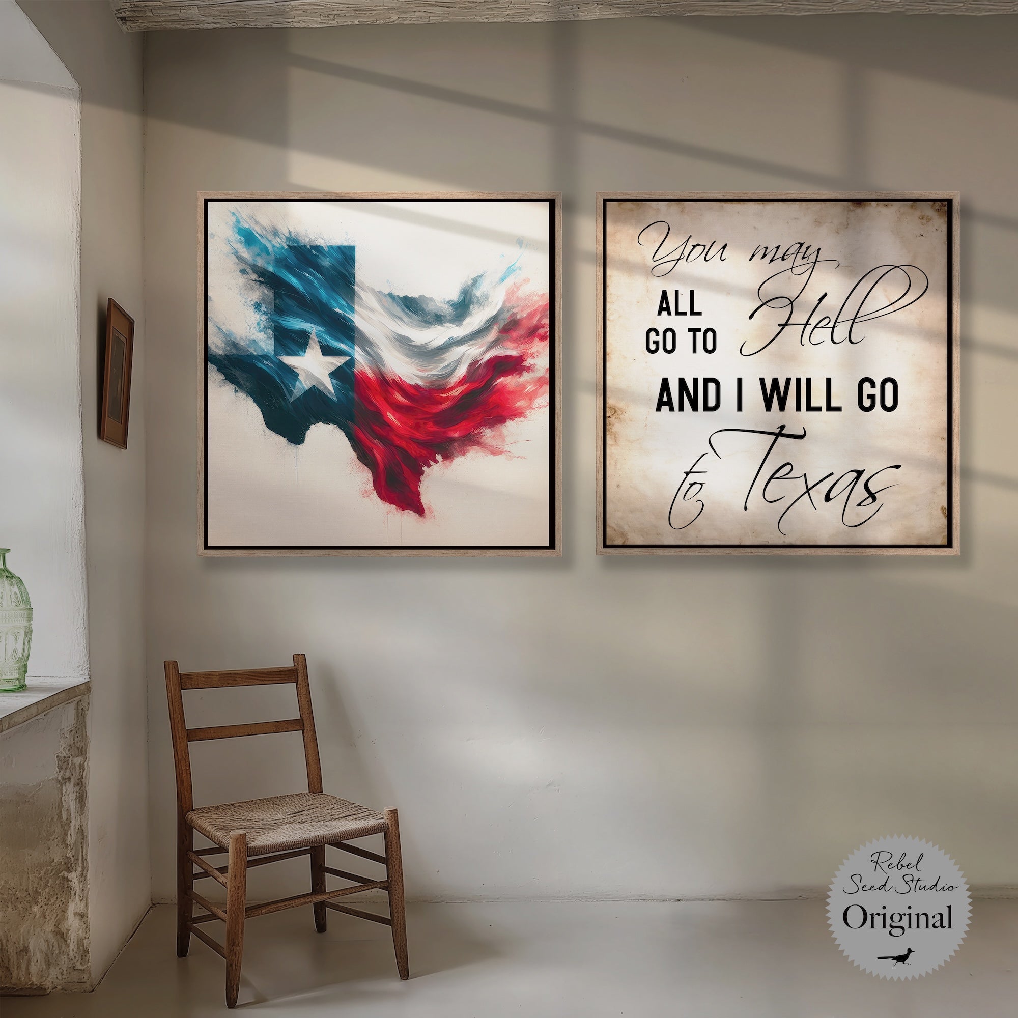 Texas Lone Star Flag | Davy Crockett Quote: You May All Go To Hell & I Will Go To Texas (Art Print Bundle)