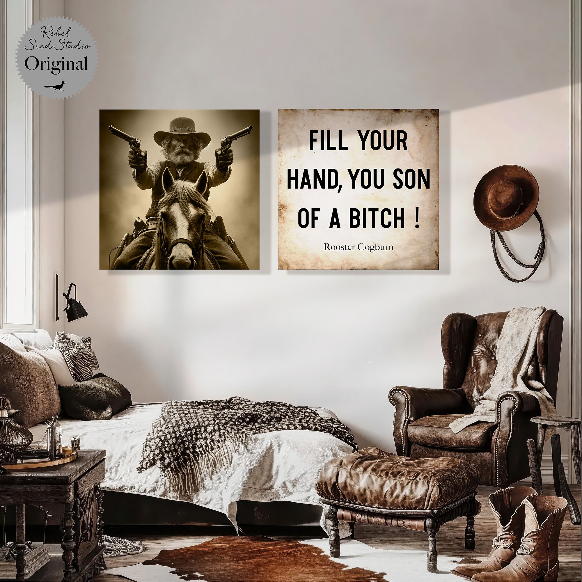 True Grit Gunslinger | Rooster Cogburn Quote: Fill Your Hand, You Son of a Bitch! (Art Print Bundle)